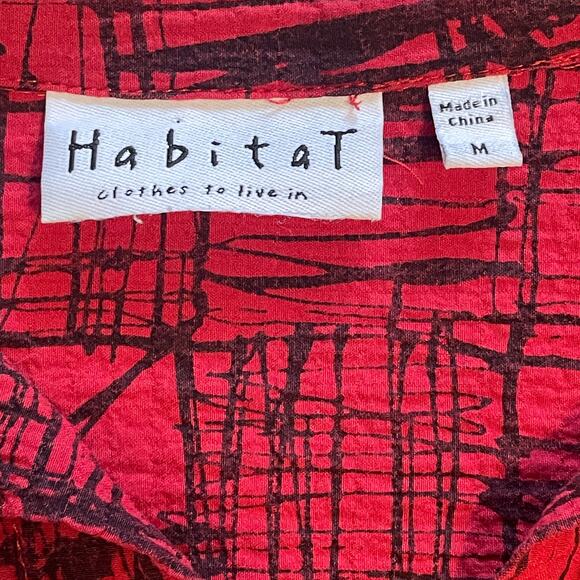 Habitat Lagenlook Button Top Womens Medium Artsy Flowy Shirt *1 Missing Button - Picture 7 of 10